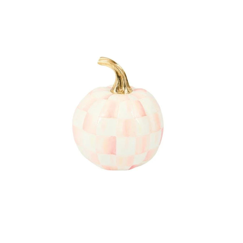 NEW MacKenzie-Childs Rosy Check Mini Pumpkin in Original Box